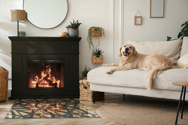 Rechthoekige kachel vloerplaat Geometrie met hout