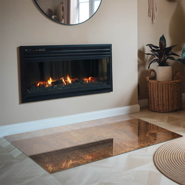 Rechthoekige vloerplaat voor kachel Roesttextuur op de achtergrond