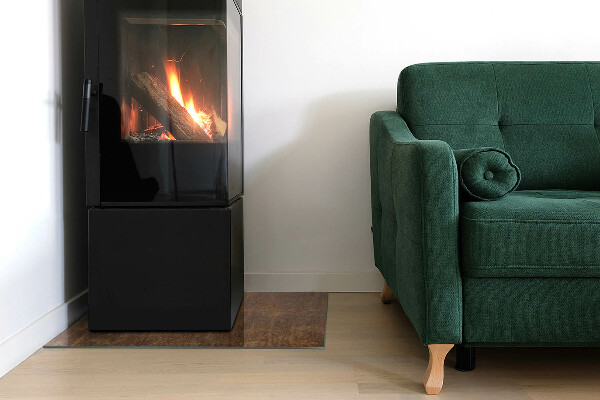 Rechthoekige vloerplaat voor kachel Roesttextuur op de achtergrond