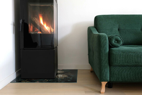 Rechthoekige vloerplaat voor houtkachel Bloemenpatroon met vlinders