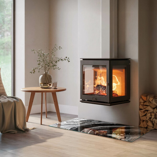 Rechthoekige vloerplaat voor kachel Abstracte golven en lijnen