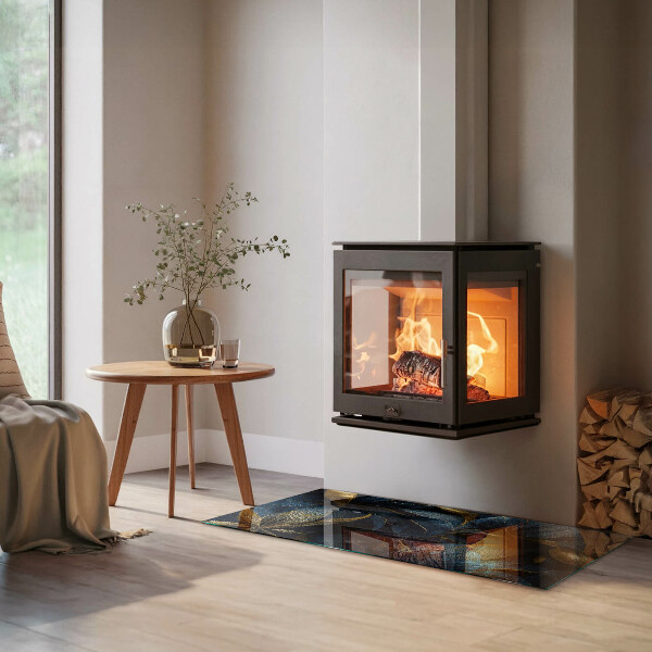 Rechthoekige vloerplaat voor houtkachel Elegante bladeren in textuur