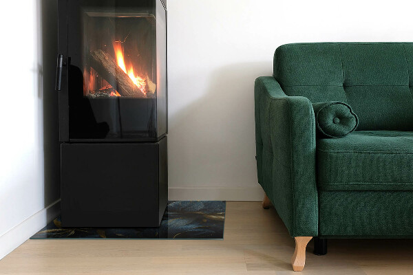 Rechthoekige vloerplaat voor houtkachel Elegante bladeren in textuur