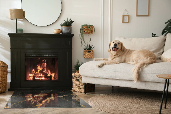 Rechthoekige vloerplaat voor kachel Elegant marmer met aderen