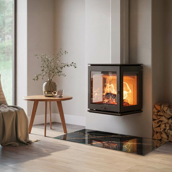 Rechthoekige vloerplaat voor kachel Elegant marmer met aderen