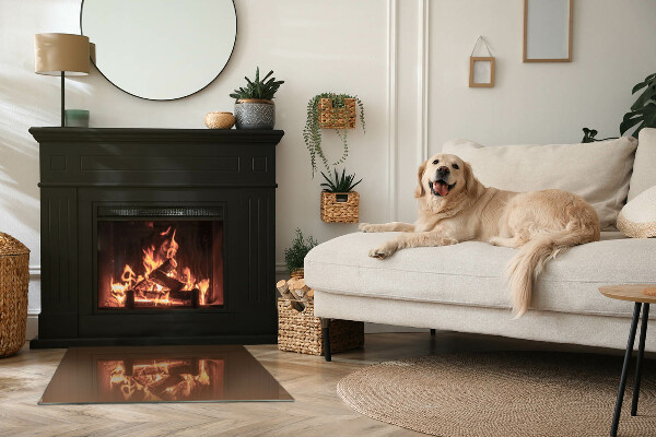 Rechthoekige vloerplaat voor kachel Kleur Bruin