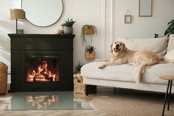 Rechthoekige vloerplaat voor houtkachel Olijfkleur