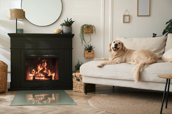 Rechthoekige vloerplaat voor houtkachel Olijfkleur