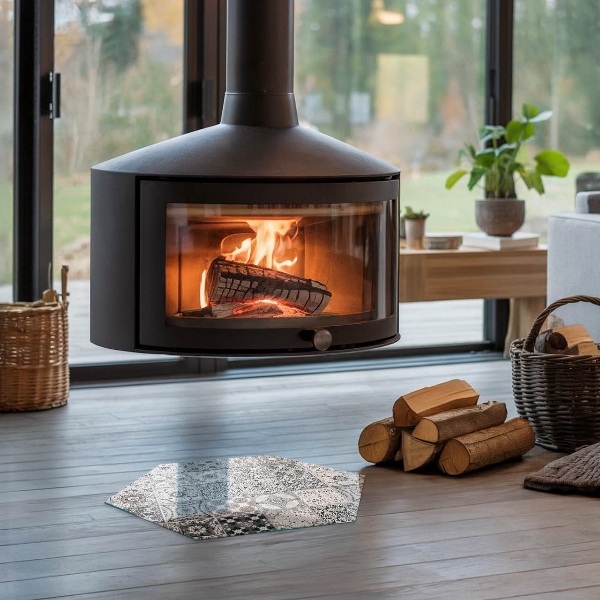 Zeshoekige plaat voor onder houtkachel Decoratieve tegelpatronen