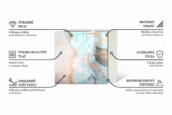 Zeshoekige plaat voor onder houtkachel Abstracte golven en lijnen