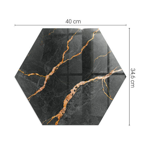 Zeshoekige plaat voor onder houtkachel Elegant marmer met aderen