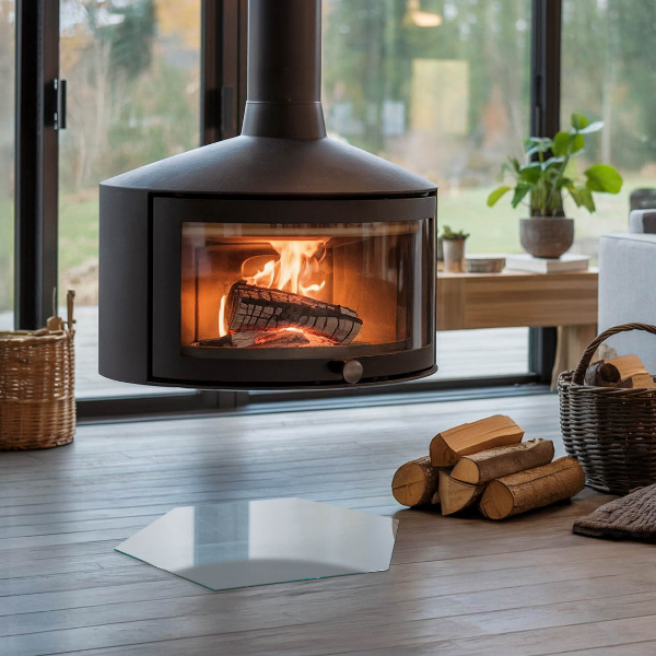 Zeshoekige plaat onder houtkachel Kleur Grijs