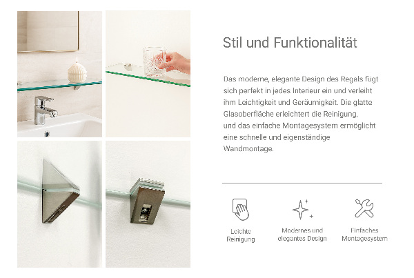 Spiegelplanchet van glas 50x13 cm