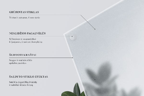 Vierkant tafelblad van doorschijnend glas