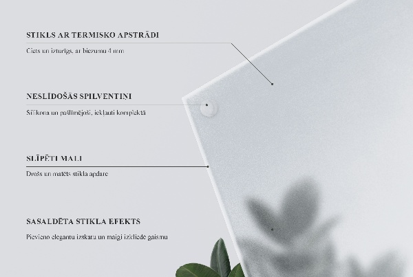 Vierkant tafelblad van doorschijnend glas