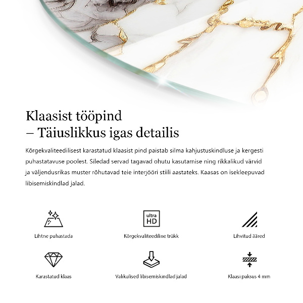 Ronde glazen tafelblad Effen zwart elegant