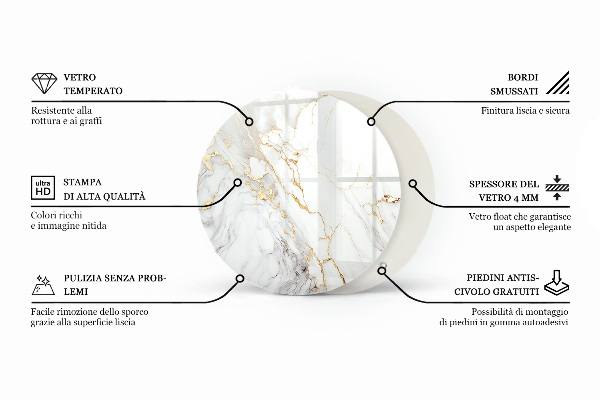 Ronde glazen tafelblad Effen zwart elegant