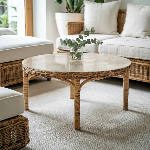 Ronde glazen tafelblad Marmer grafische compositie