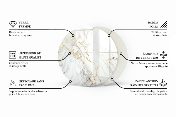 Ronde glazen tafelblad Krassen op het betonoppervlak