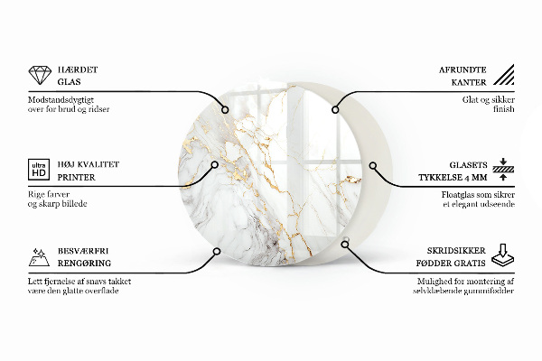 Ronde glazen tafelblad Decoratieve mozaïeken met details