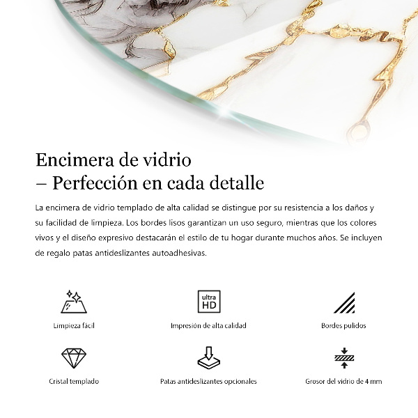 Ronde glazen tafelblad Stijlvol bosmotief