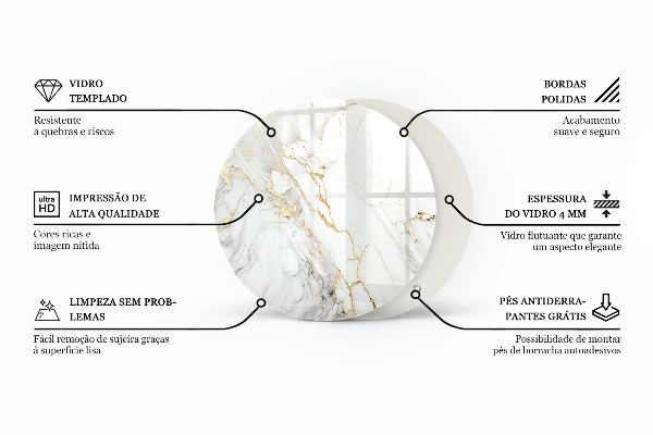 Ronde glazen tafelblad Motief met steenstructuur