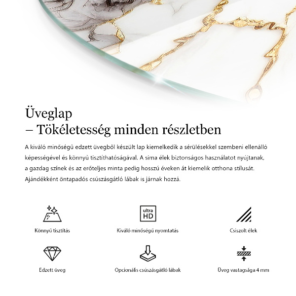 Ronde glazen tafelblad Stijlvol marmerpatroon