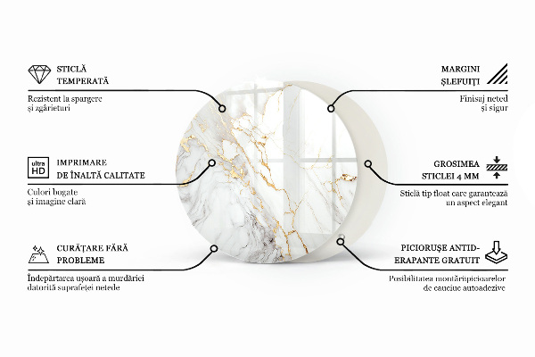 Ronde glazen tafelblad Ecologische houtstructuur