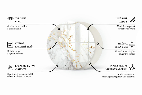 Ronde glazen tafelblad Ecologische houtstructuur