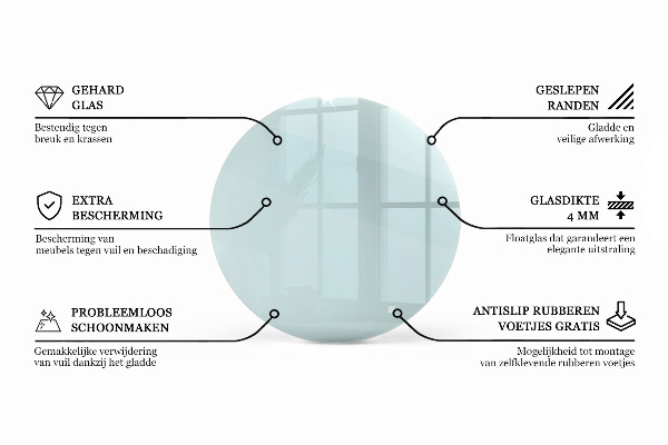 Rond tafelblad transparant