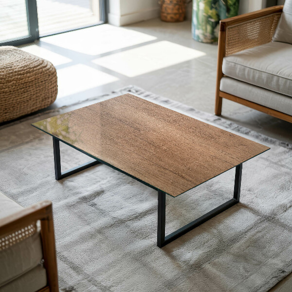 Rechthoekig tafelblad van glas De charme van natuurlijk hout