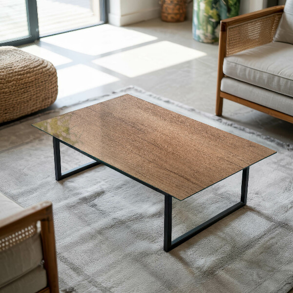 Rechthoekig tafelblad van glas De charme van natuurlijk hout