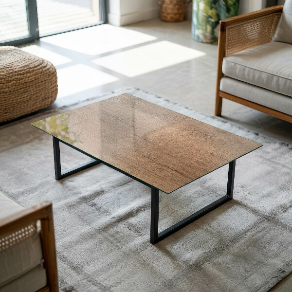 Rechthoekig tafelblad van glas De charme van natuurlijk hout