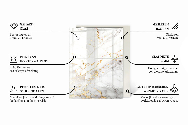 Rechthoekig tafelblad van glas Ecologische houtstructuur