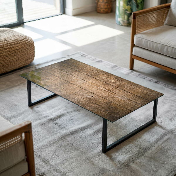 Rechthoekig tafelblad van glas Ecologische houtstructuur