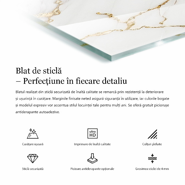 Rechthoekig tafelblad van glas Patroon dat marmer imiteert