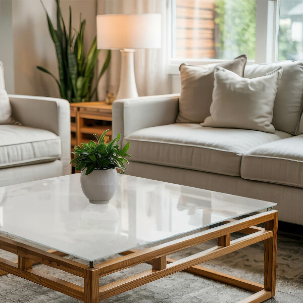 Rechthoekig tafelblad van glas Zuiver wit