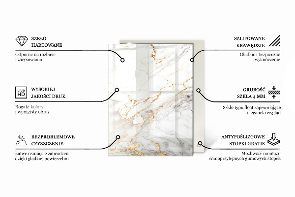 Rechthoekig tafelblad van glas Marmer grafische compositie