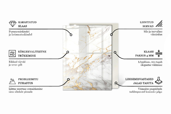 Rechthoekig tafelblad van glas Marmer grafische compositie