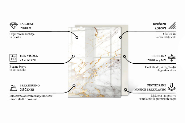 Rechthoekig tafelblad van glas Marmer grafische compositie