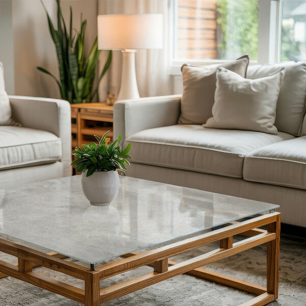 Rechthoekig tafelblad van glas Krassen op het betonoppervlak