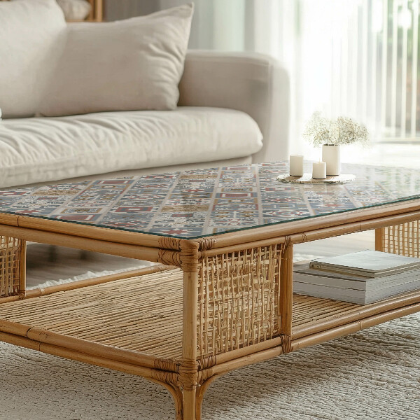 Rechthoekig tafelblad van glas Decoratieve mozaïeken met details