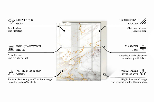 Rechthoekig tafelblad van glas Decoratieve mozaïeken met details