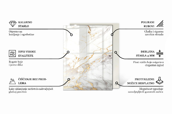 Rechthoekig tafelblad van glas Decoratieve mozaïeken met details