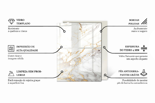 Rechthoekig tafelblad van glas Decoratieve mozaïeken met details