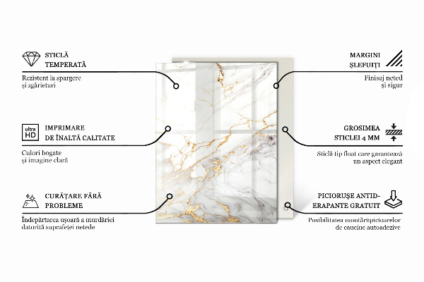Rechthoekig tafelblad van glas Decoratieve mozaïeken met details
