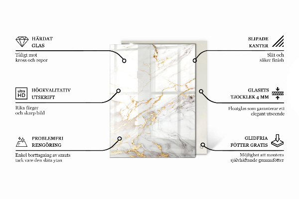 Rechthoekig tafelblad van glas Decoratieve mozaïeken met details
