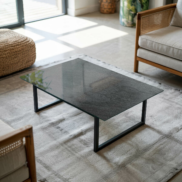 Rechthoekig tafelblad van glas Motief met steenstructuur