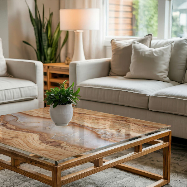 Rechthoekig tafelblad van glas Hout in harmonie met hars