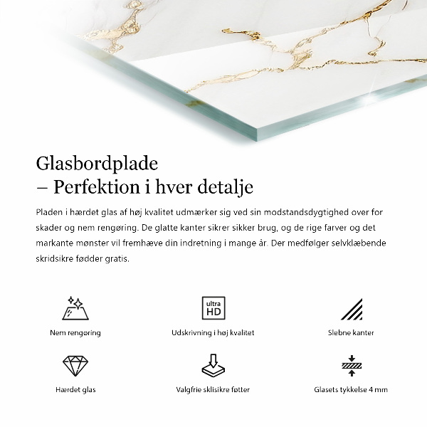 Rechthoekig tafelblad van glas Marmeraders in het ontwerp